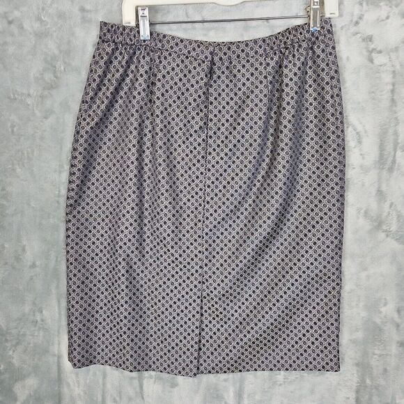 Kasper Dress Pencil Skirt Size 12 gray black geometric print lined - Picture 4 of 8
